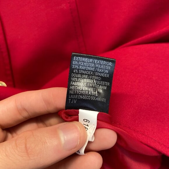 Tahari Women's Blazer Solid Red Gold Buttons Long Sleeve Lined Size 18 - Picture 7 of 12